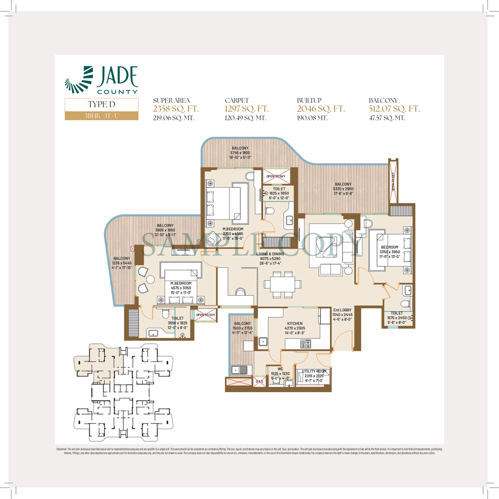 >Jade County Wave City 3BHK Layout